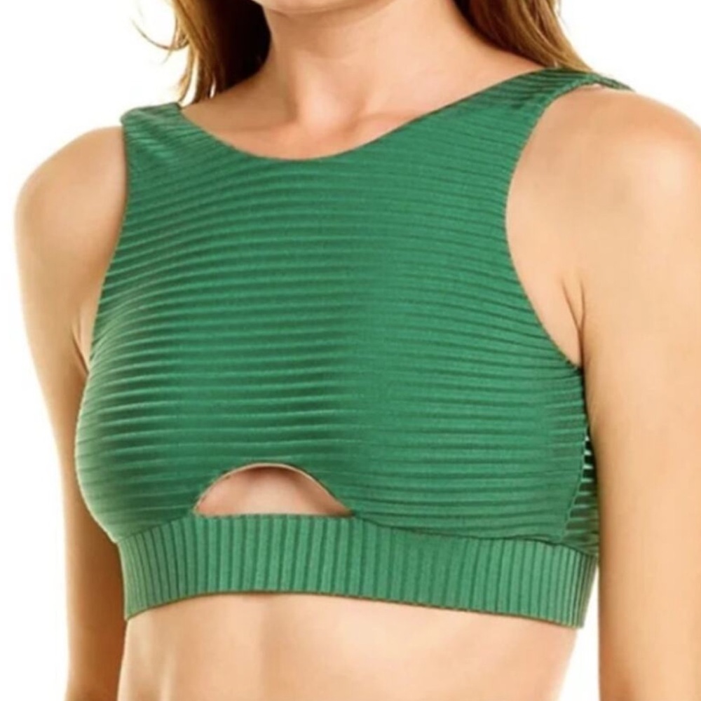 Pilyq PQ Swim Emerald Keyhole Crop Bikini Top